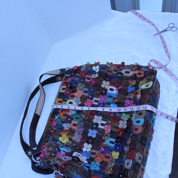 Leather flower boho flowerette slouchy purse bag festival - Picture 14 of 16